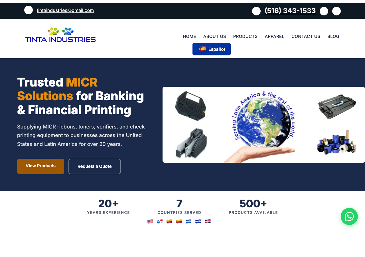 Tinta Industries website preview