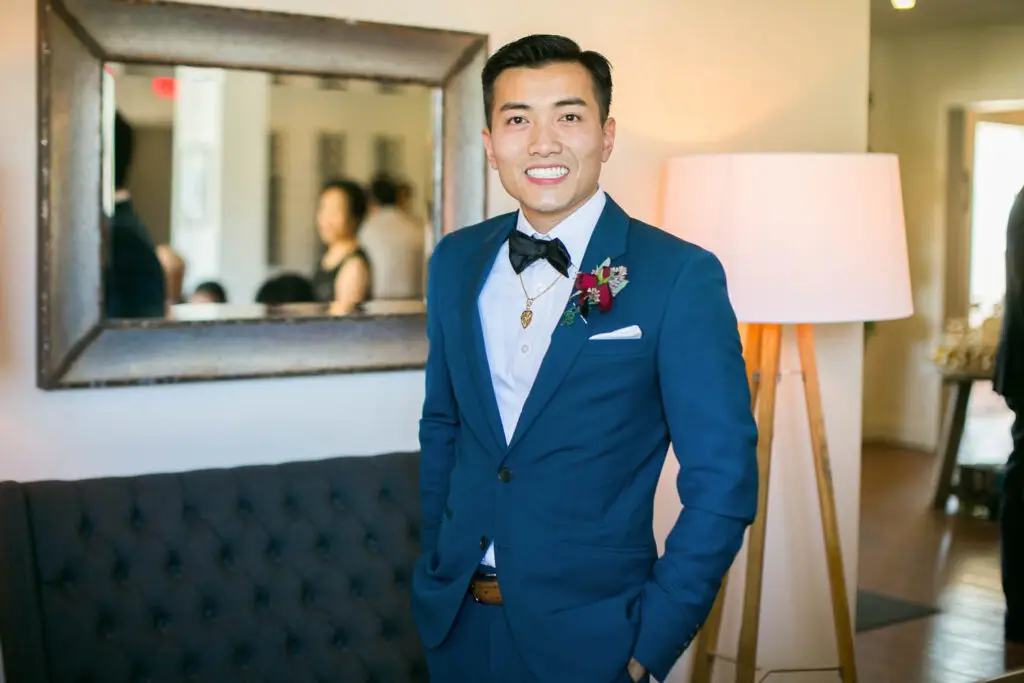 Elegant groom in a formal wedding suit
