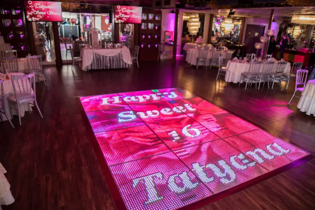 Sweet Sixteen floor display with custom decor