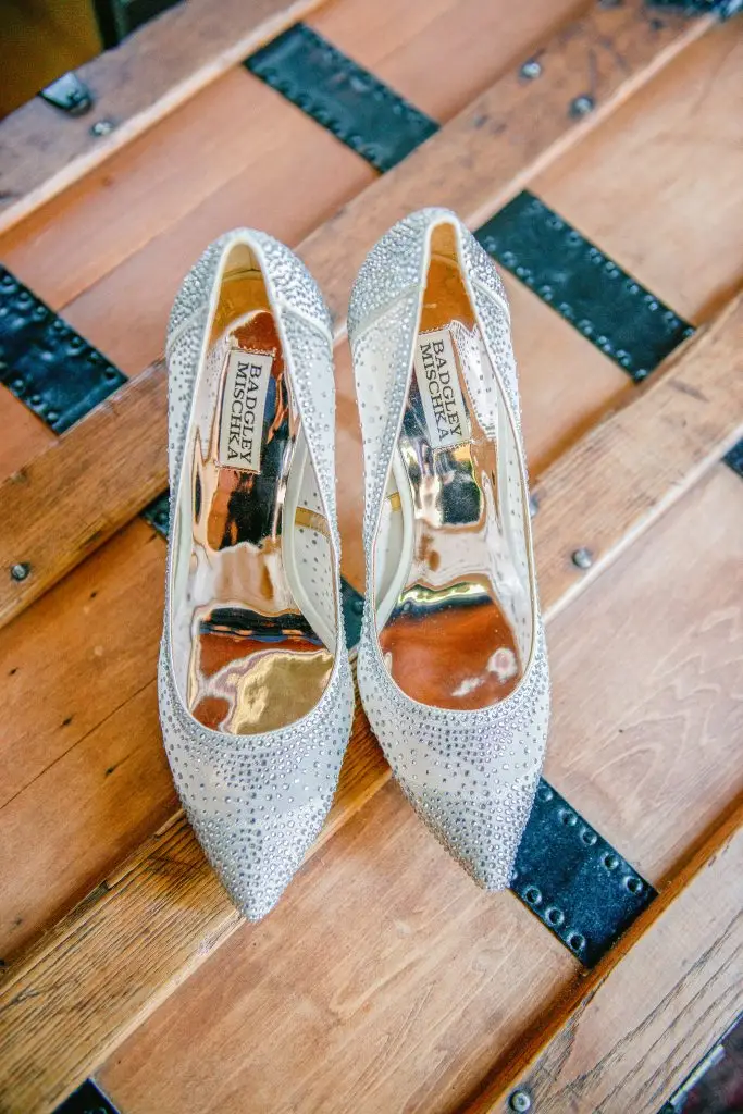 Elegant bride's shoes at The Hill wedding venue in Hudson