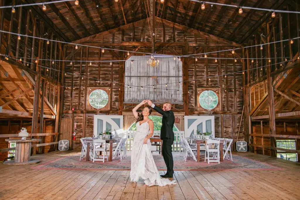 Magical first dance spin at The Hill, Hudson, NY wedding​