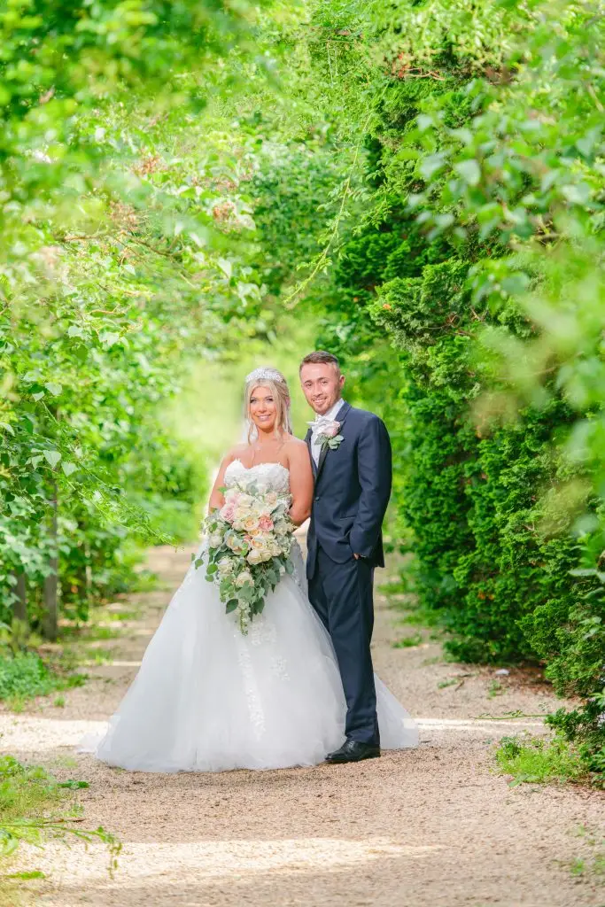 Bride & Groom in Planting Fields Rose Garden