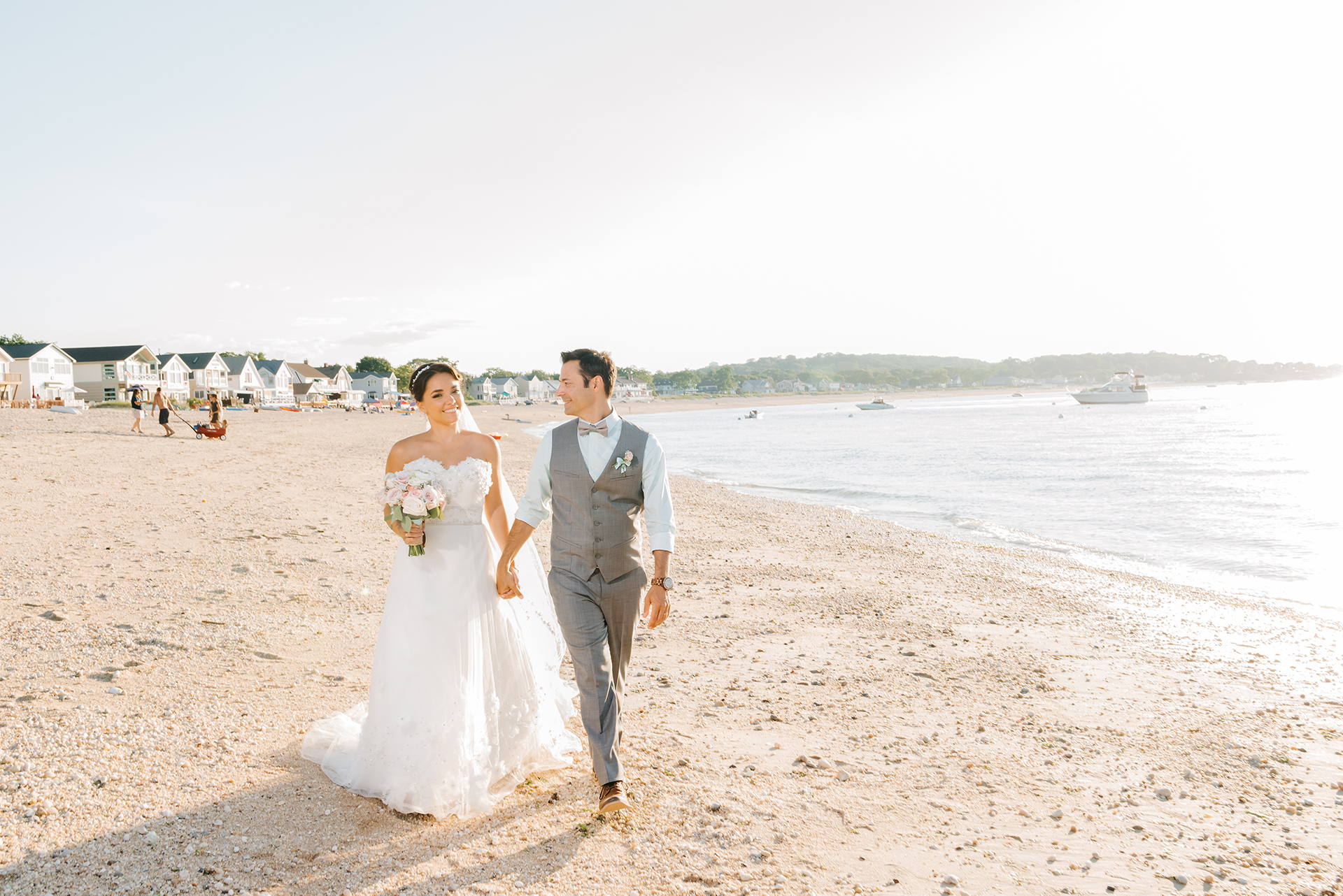 Beachfront bridal portrait at Crescent Beach Club