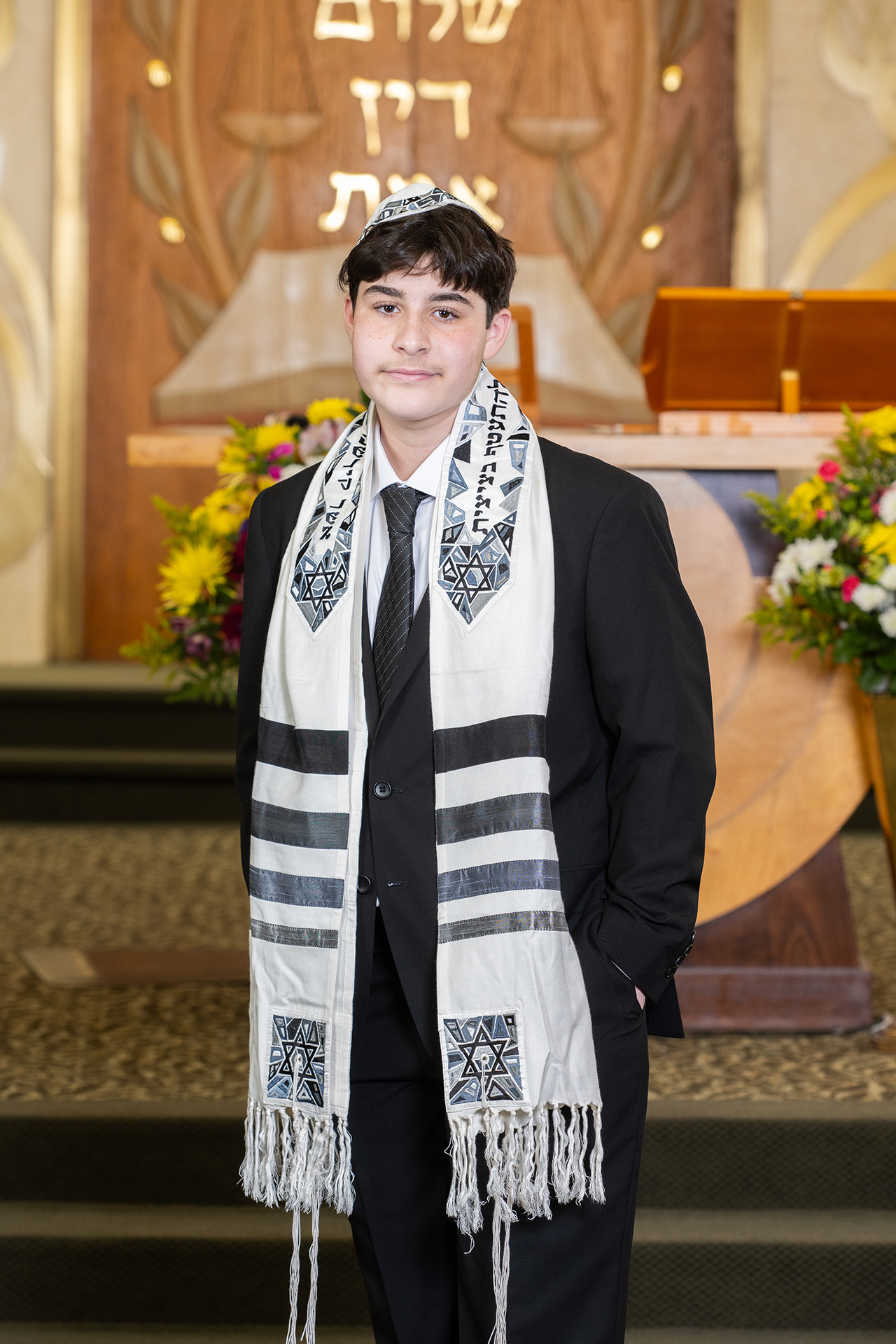 Bar mitzvah portrait at synagogue — professional event photography by JSVisions
