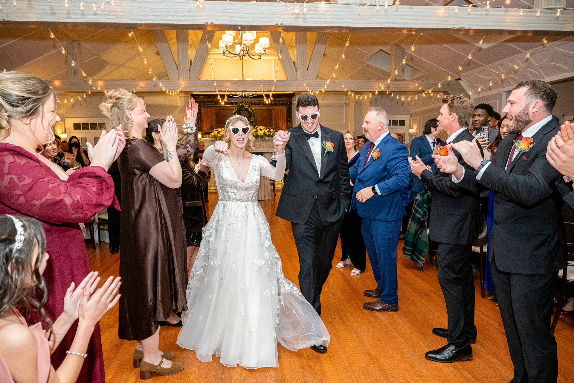 Fun wedding reception entrance at Stewart Manor in Garden City NY