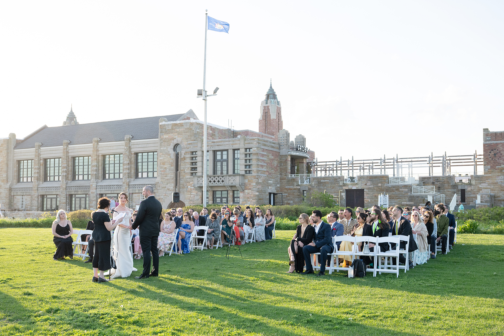 Candid Gatsby-themed wedding ceremony moment captured at a New York venue by JS Visions Photography