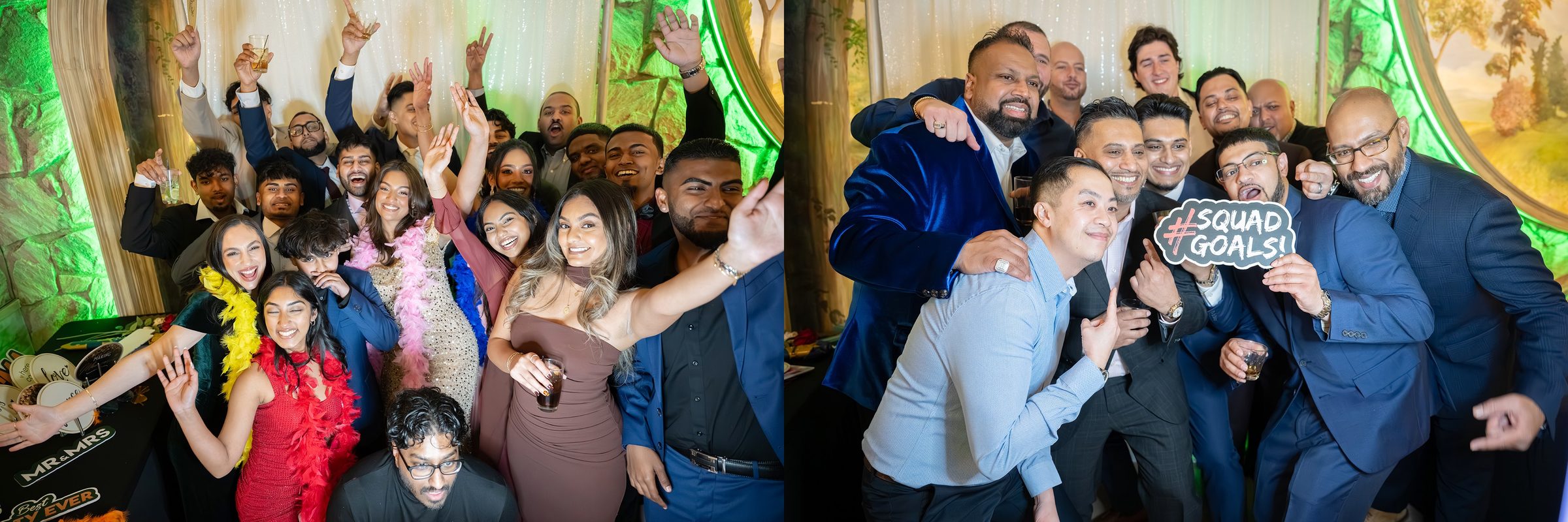 Guests crowding into the JS Visions open-air photo booth at a Long Island celebration